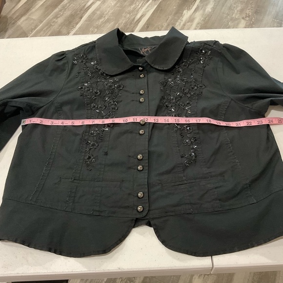 Vintage Venezia Beaded Embroidery Blazer Black Jacket Raw Seam Women’s Sz 18-20 - Picture 3 of 9